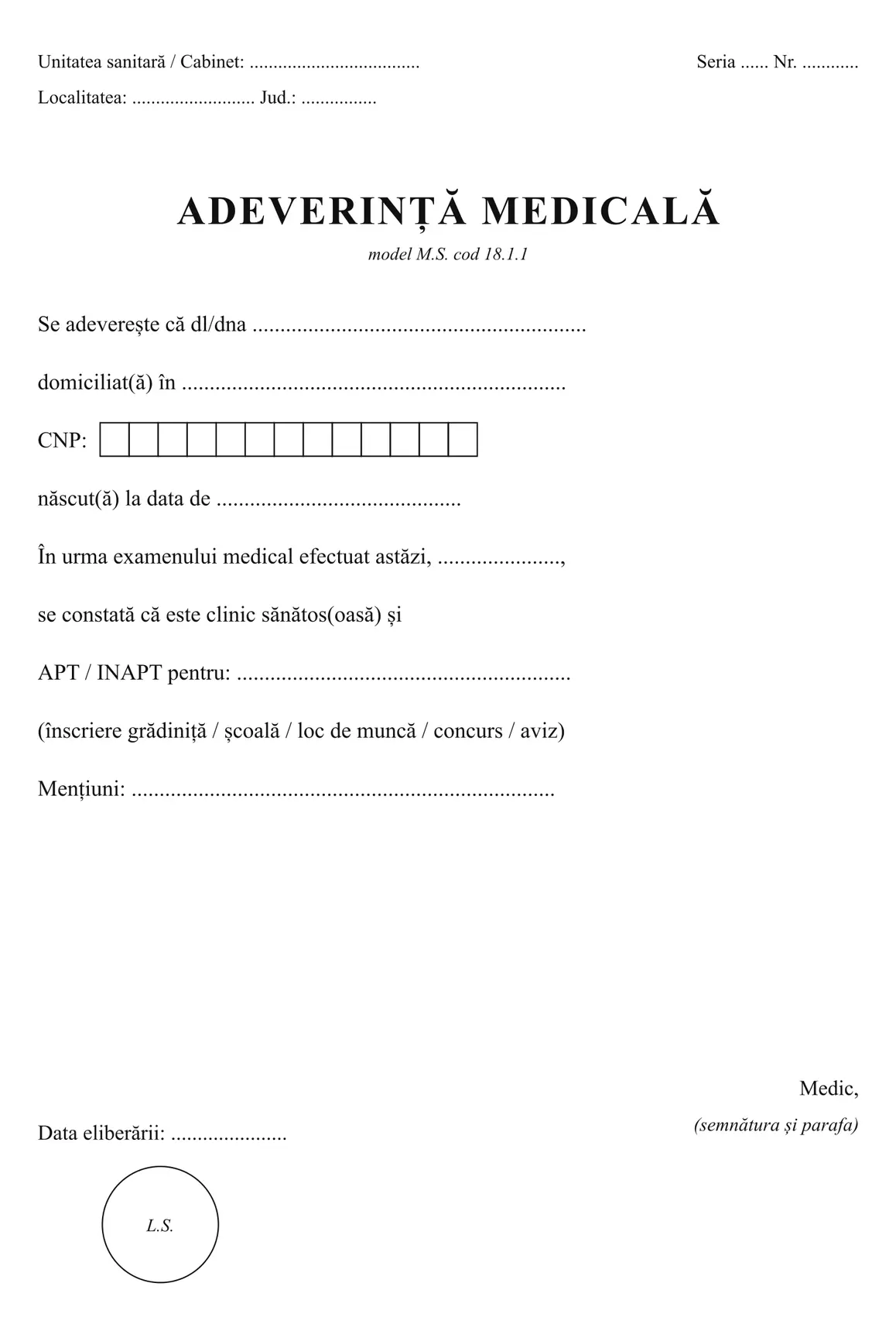 Adeverință medicală