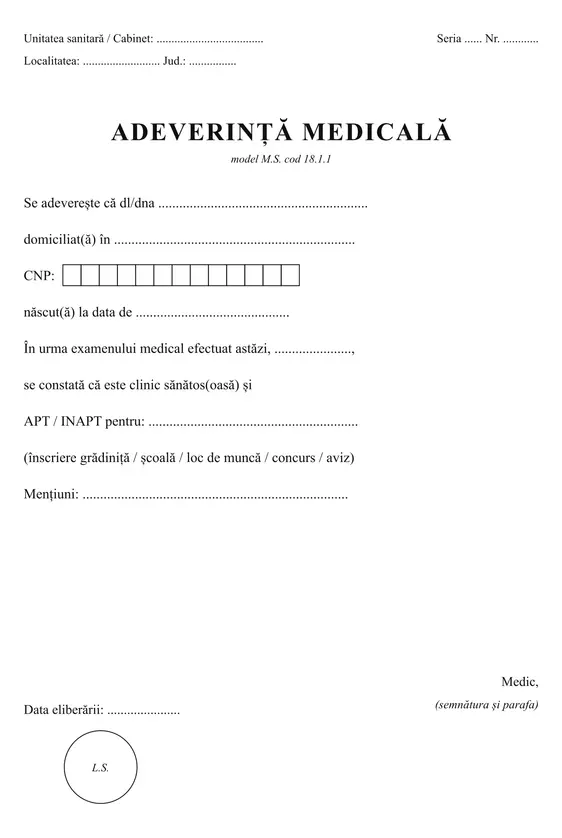 Adeverință medicală