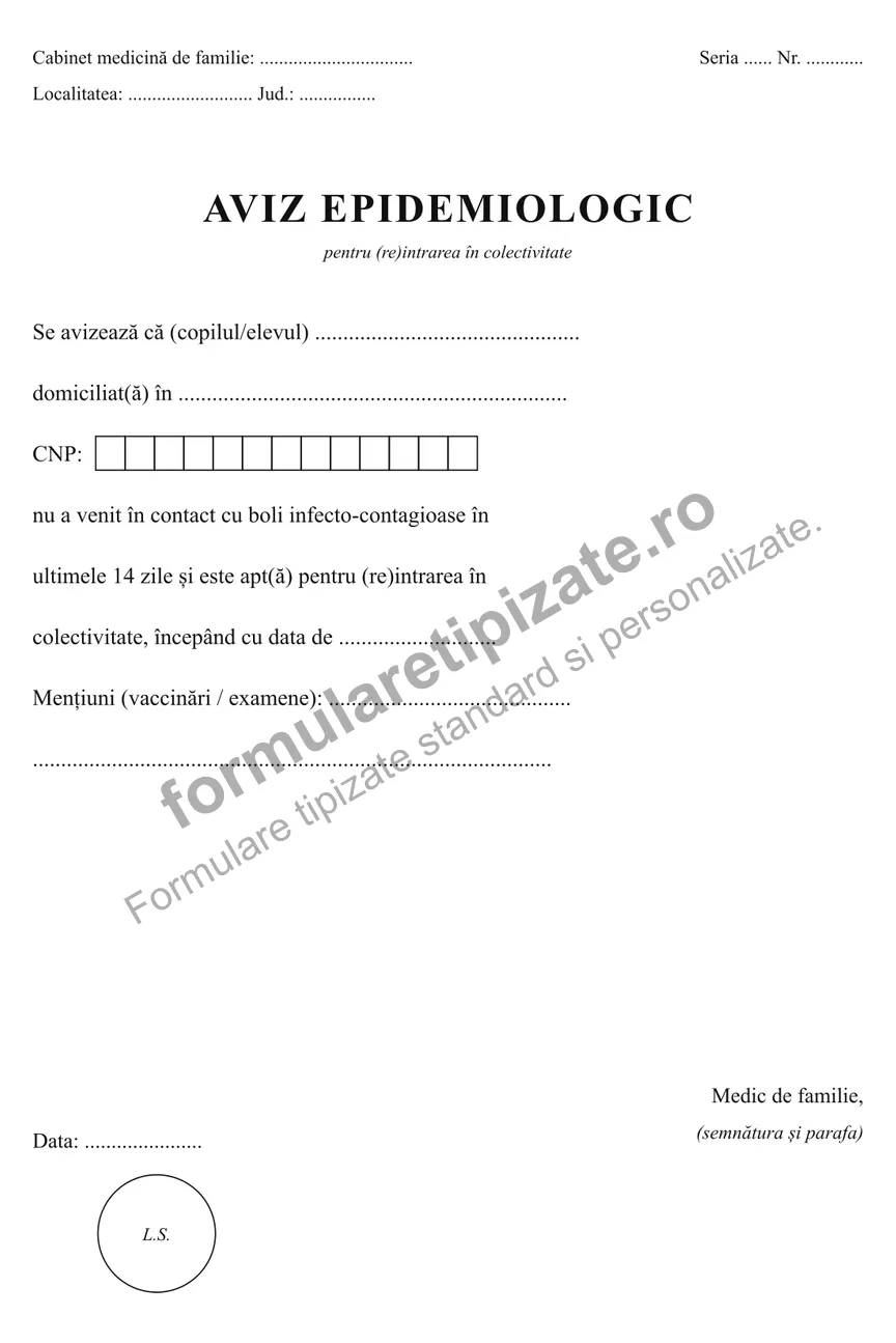 Aviz epidemiologic