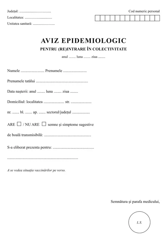 Aviz epidemiologic