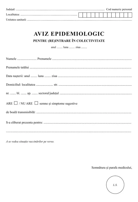 Aviz epidemiologic