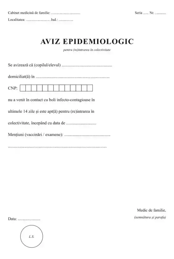 Aviz epidemiologic