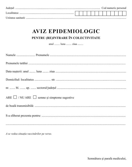 Aviz epidemiologic