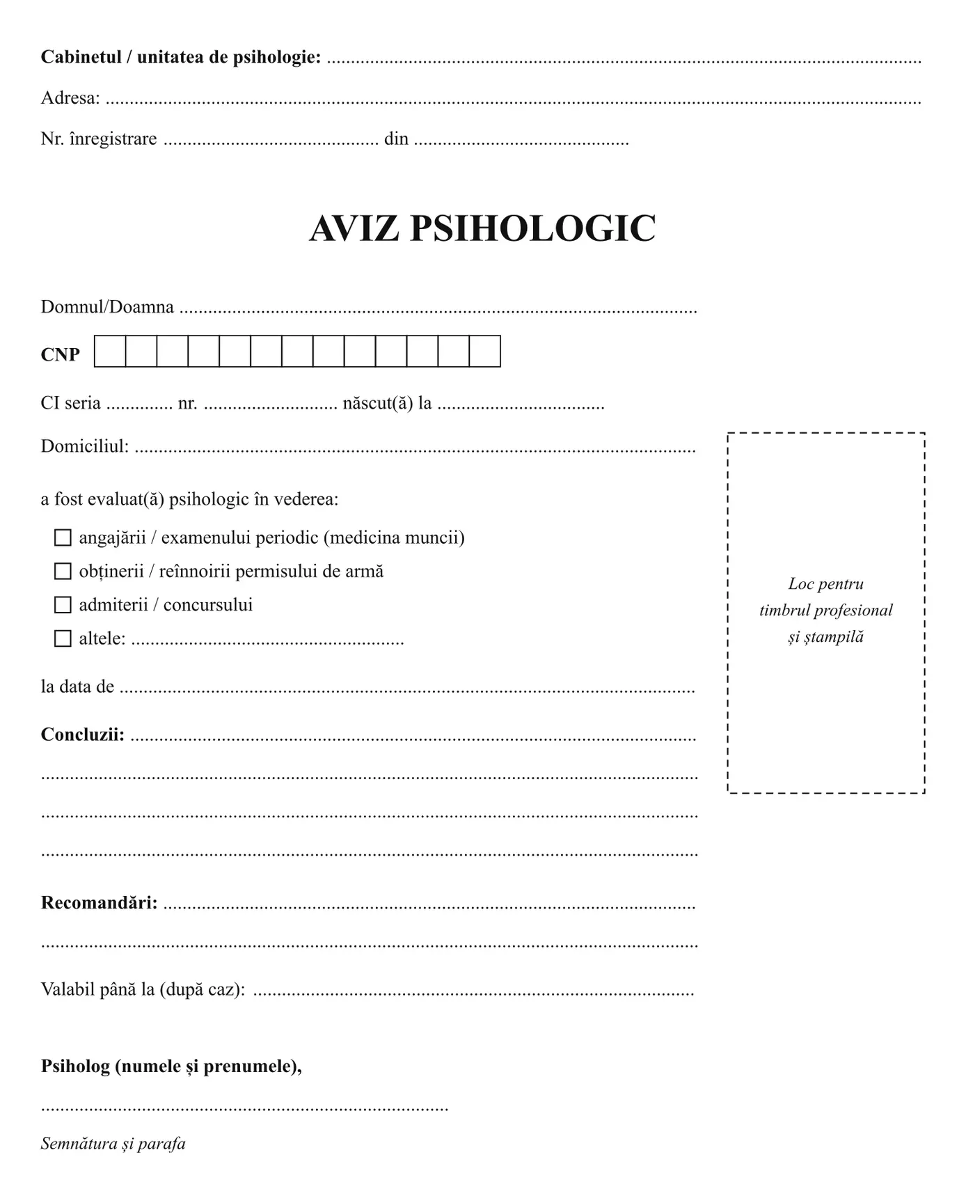 Aviz psihologic