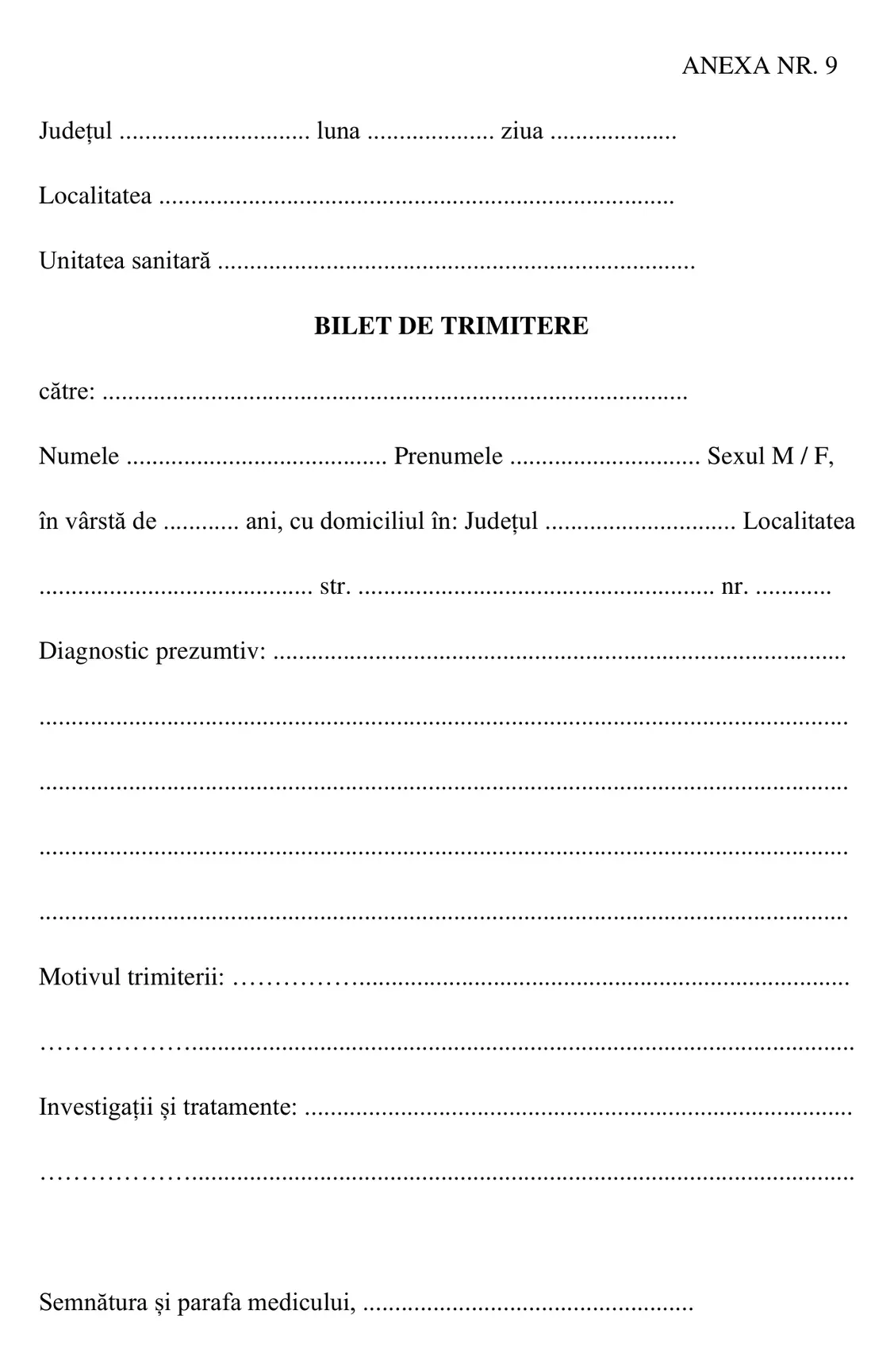 Bilet de trimitere