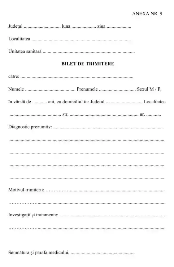 Bilet de trimitere