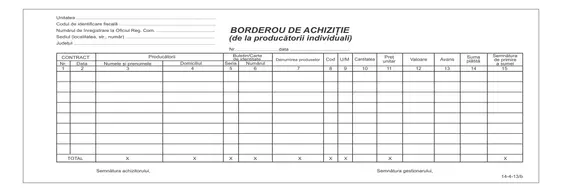 Borderou de achiziții