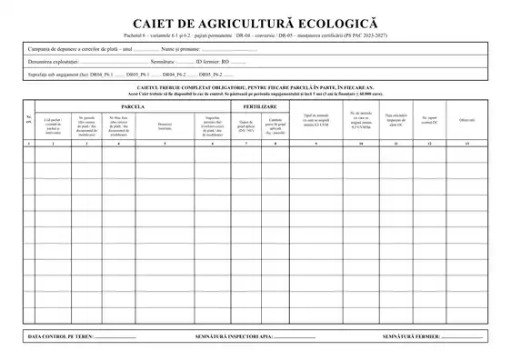Caiet de agricultură ecologică P6.1/P6.2 (DR-04/DR-05)