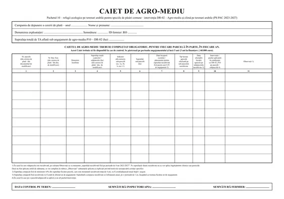 Caiet de agromediu Pachetul 10 – DR-02