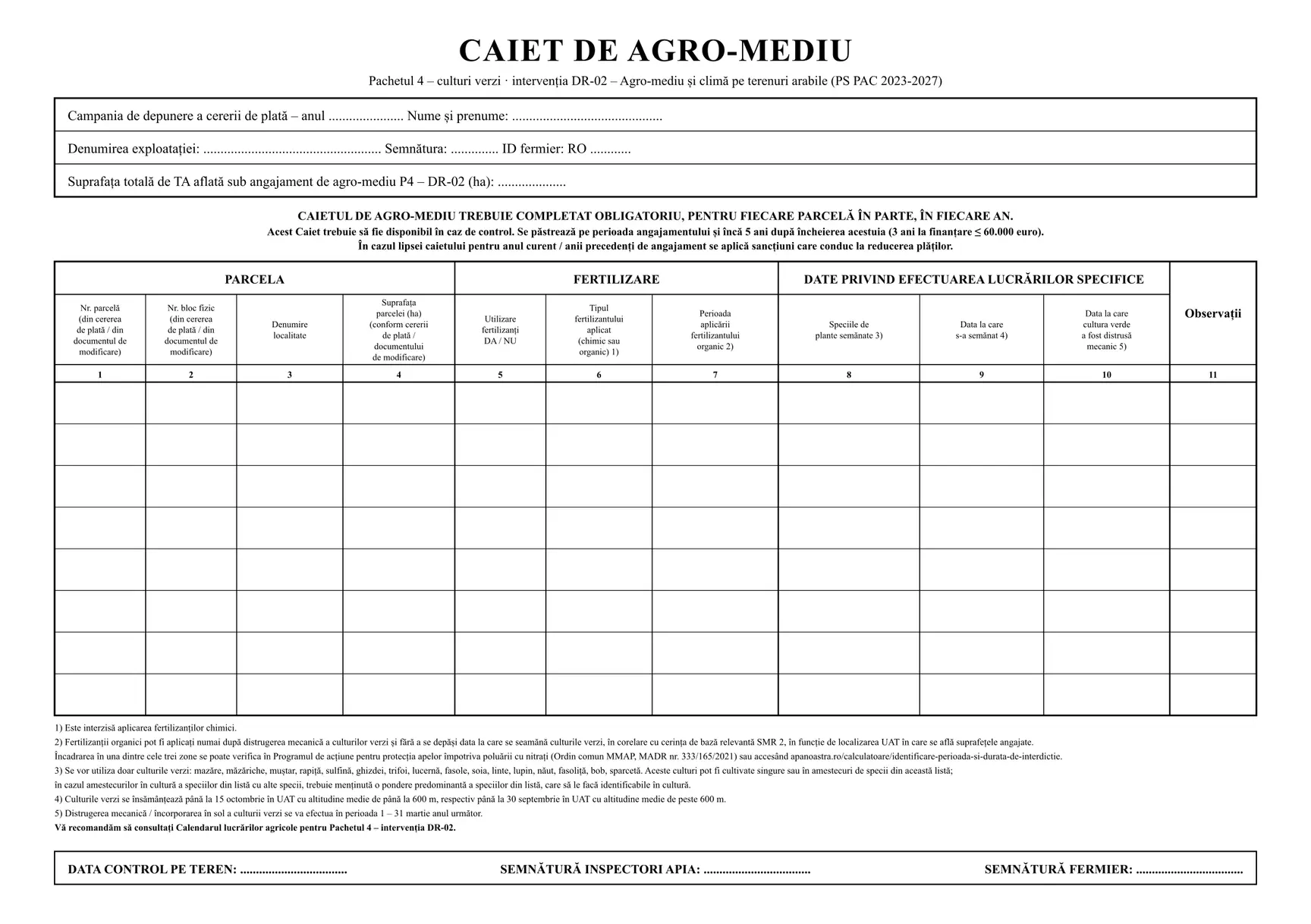 Caiet de agromediu Pachetul 4 – DR-02