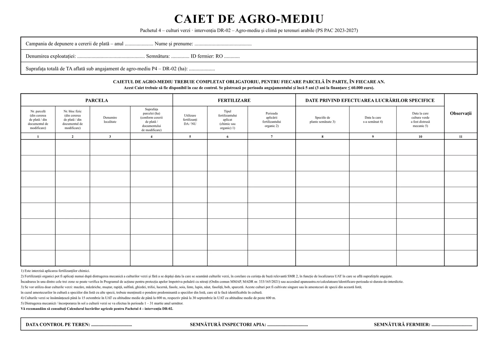 Caiet de agromediu Pachetul 4 – DR-02