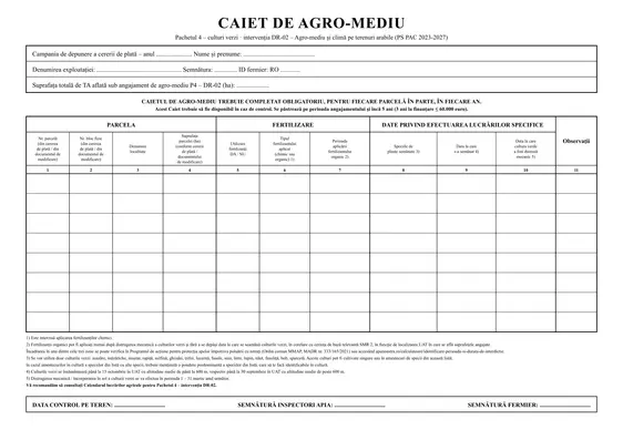 Caiet de agromediu Pachetul 4 – DR-02