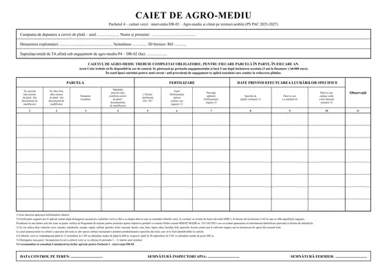 Caiet de agromediu Pachetul 4 – DR-02