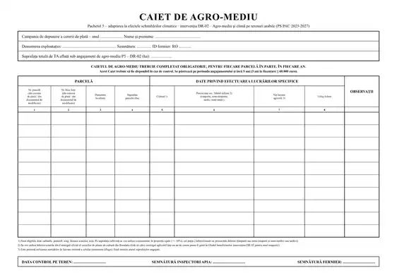 Caiet de agromediu Pachetul 5 – DR-02