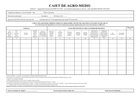 Caiet de agromediu Pachetul 7 tranzitat PNDR – DR-02