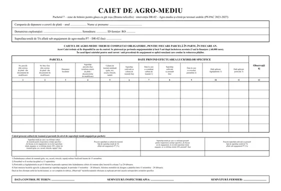 Caiet de agromediu Pachetul 7 – DR-02 - față