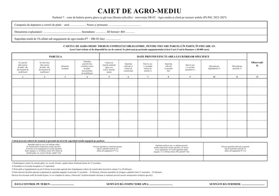 Caiet de agromediu Pachetul 7 – DR-02