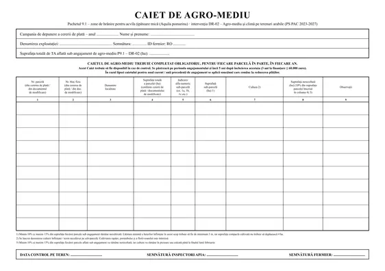 Caiet de agromediu Pachetul 9.1 – DR-02 - față