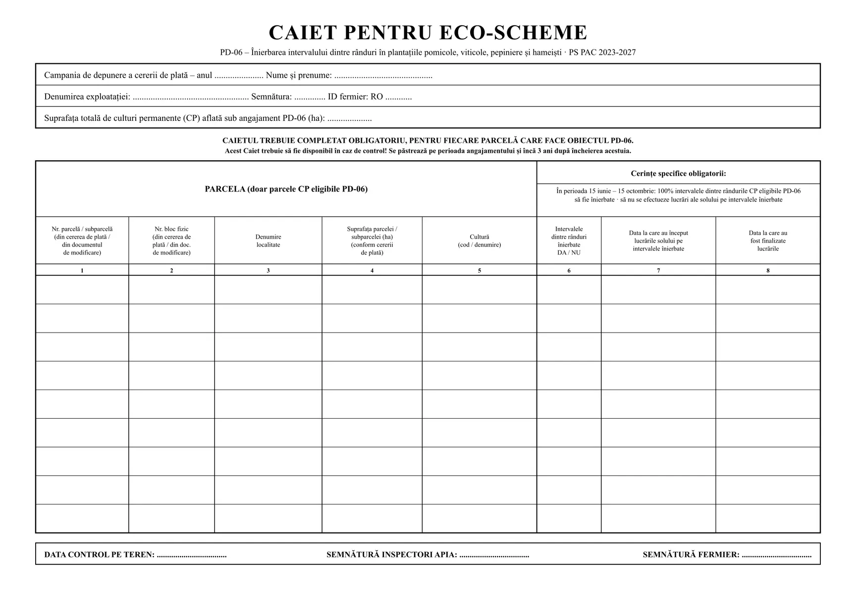 Caiet pentru eco-schema PD-06