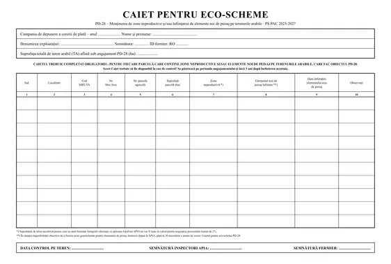 Caiet pentru eco-schema PD-28