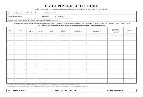 Caiet pentru eco-schema PD-28