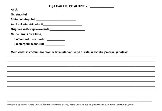 Carnet de stupină - verso