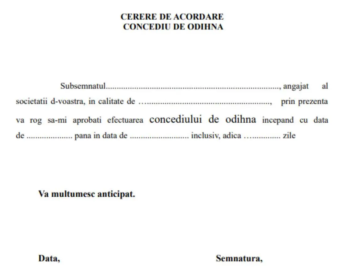 Cerere de concediu