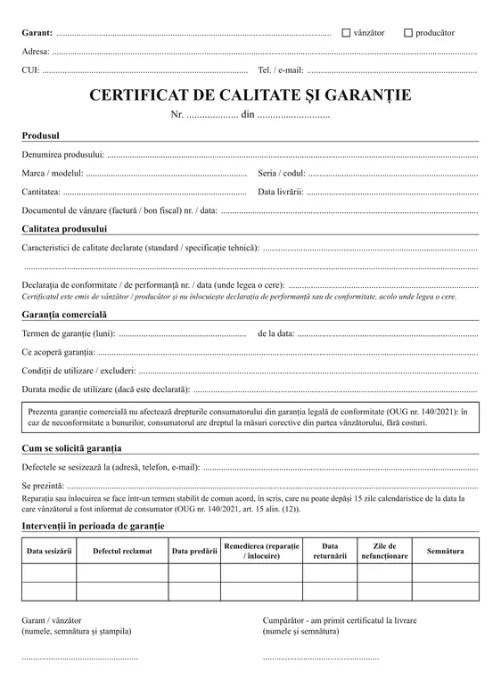 Certificat de garanție - imagine 3