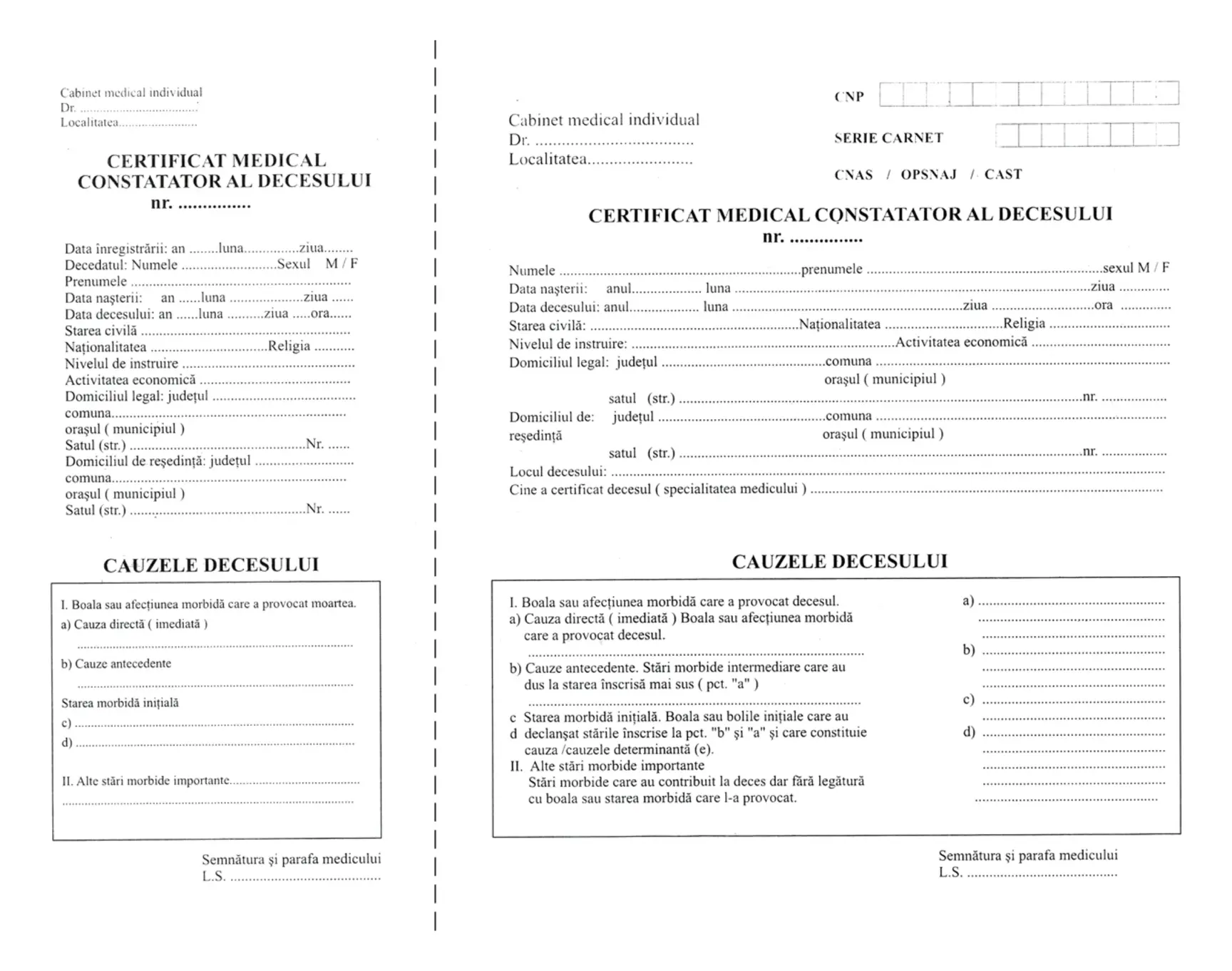 Certificat medical constatator al decesului