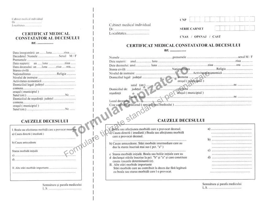 Certificat medical constatator al decesului