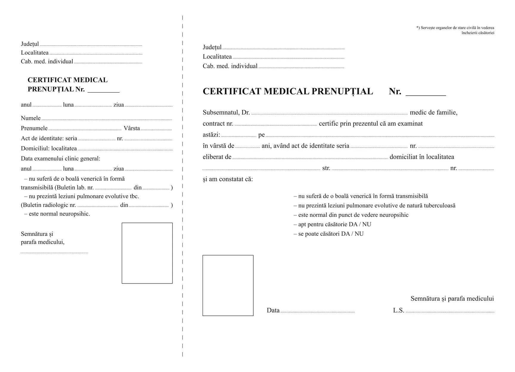 Certificat medical prenupțial