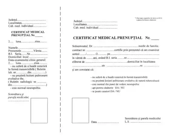 Certificat medical prenupțial