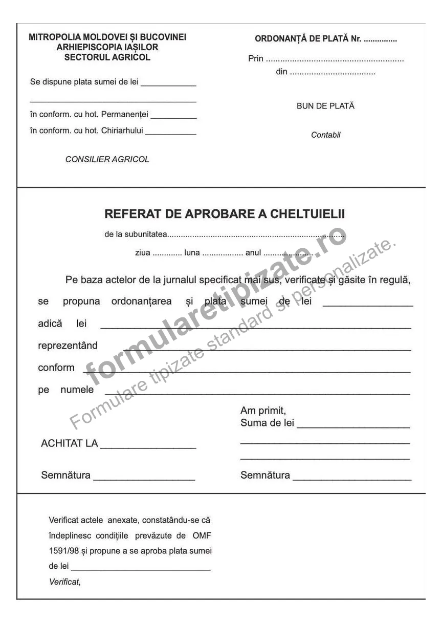 Decont de cheltuieli - verso