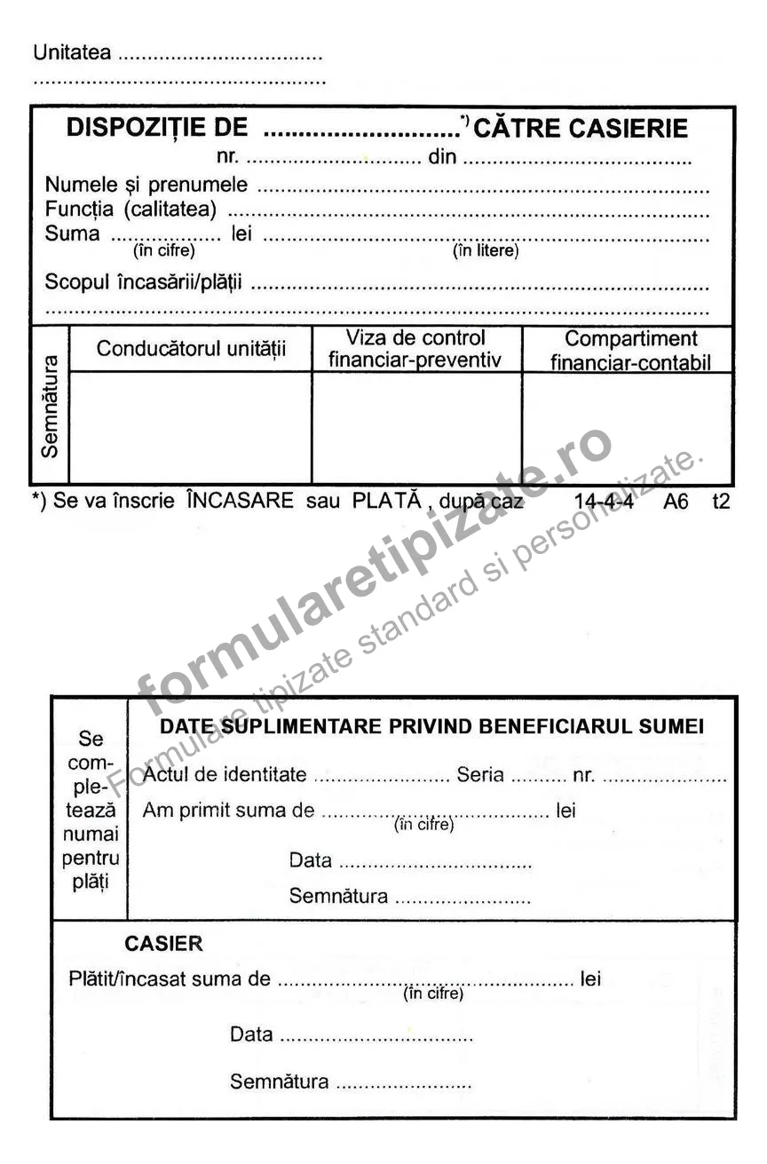 Dispoziție de plată/încasare