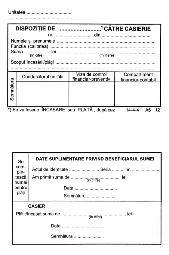 Dispoziție de plată/încasare
