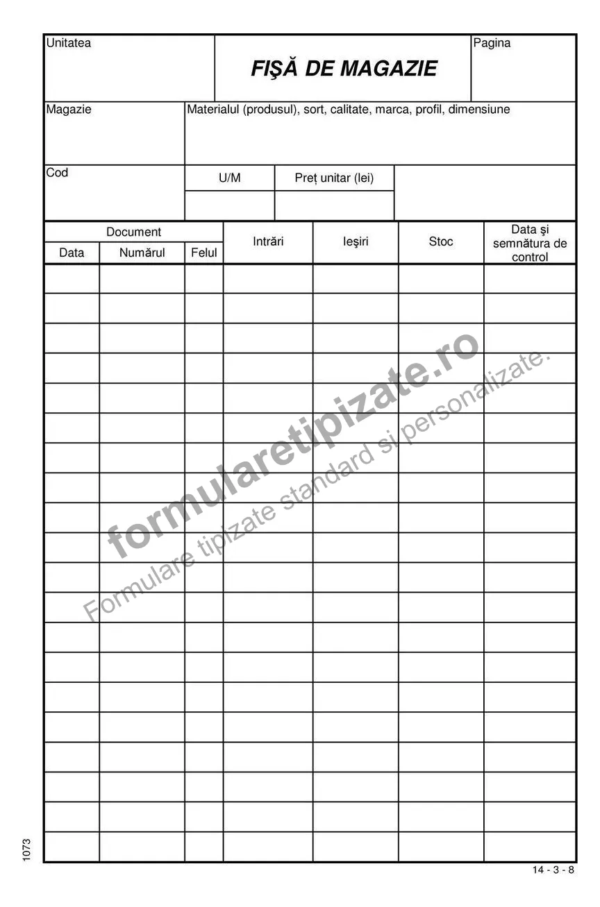 Fișă de magazie