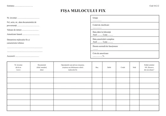 Fișa mijlocului fix (cod 14-2-2)