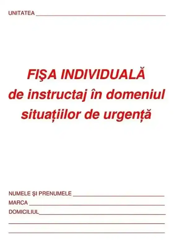 Fișă de instruire PSI / situații de urgență
