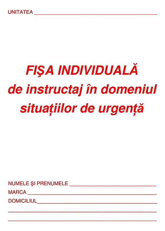 Fișă de instruire PSI / situații de urgență