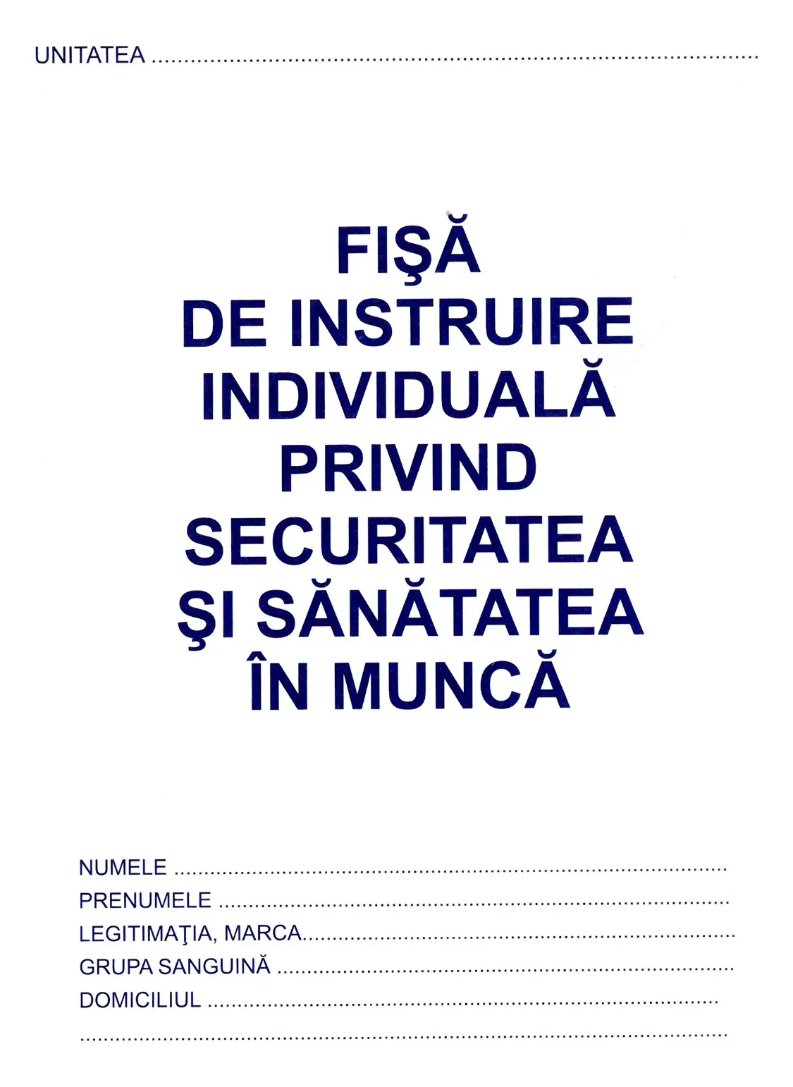 Fișă SSM (securitate și sănătate în muncă)
