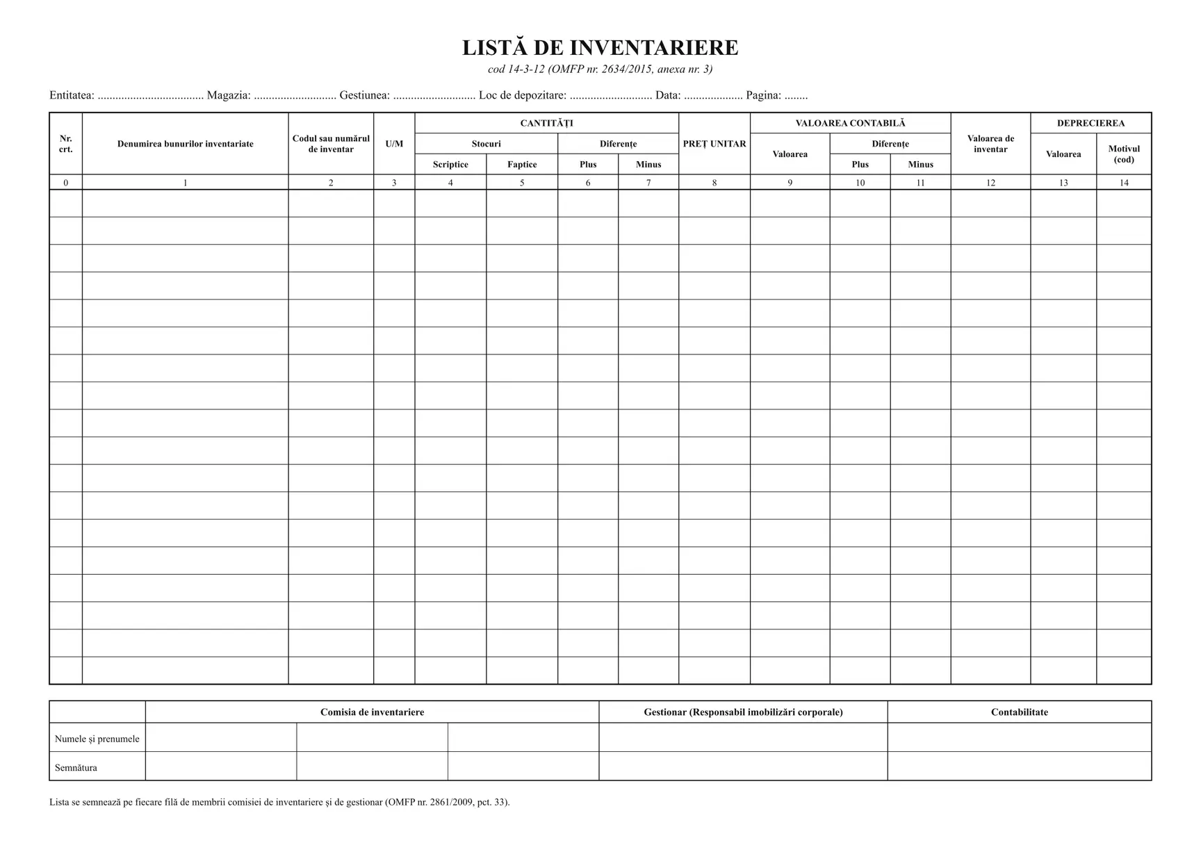 Listă de inventariere