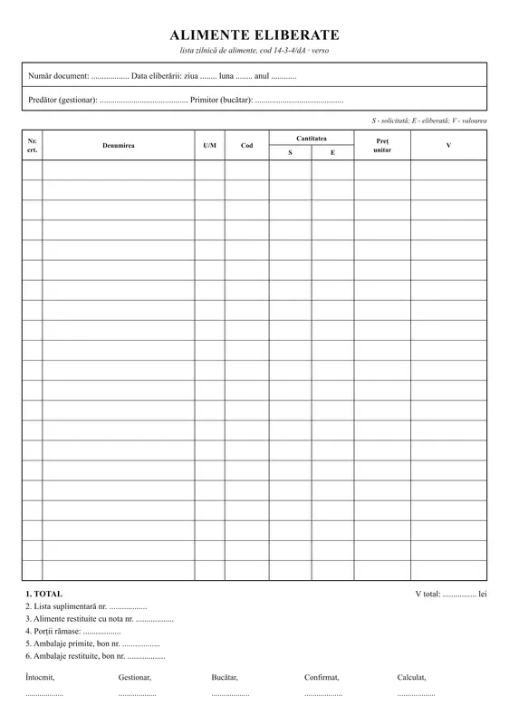 Lista zilnică de alimente (14-3-4/dA) - imagine 2