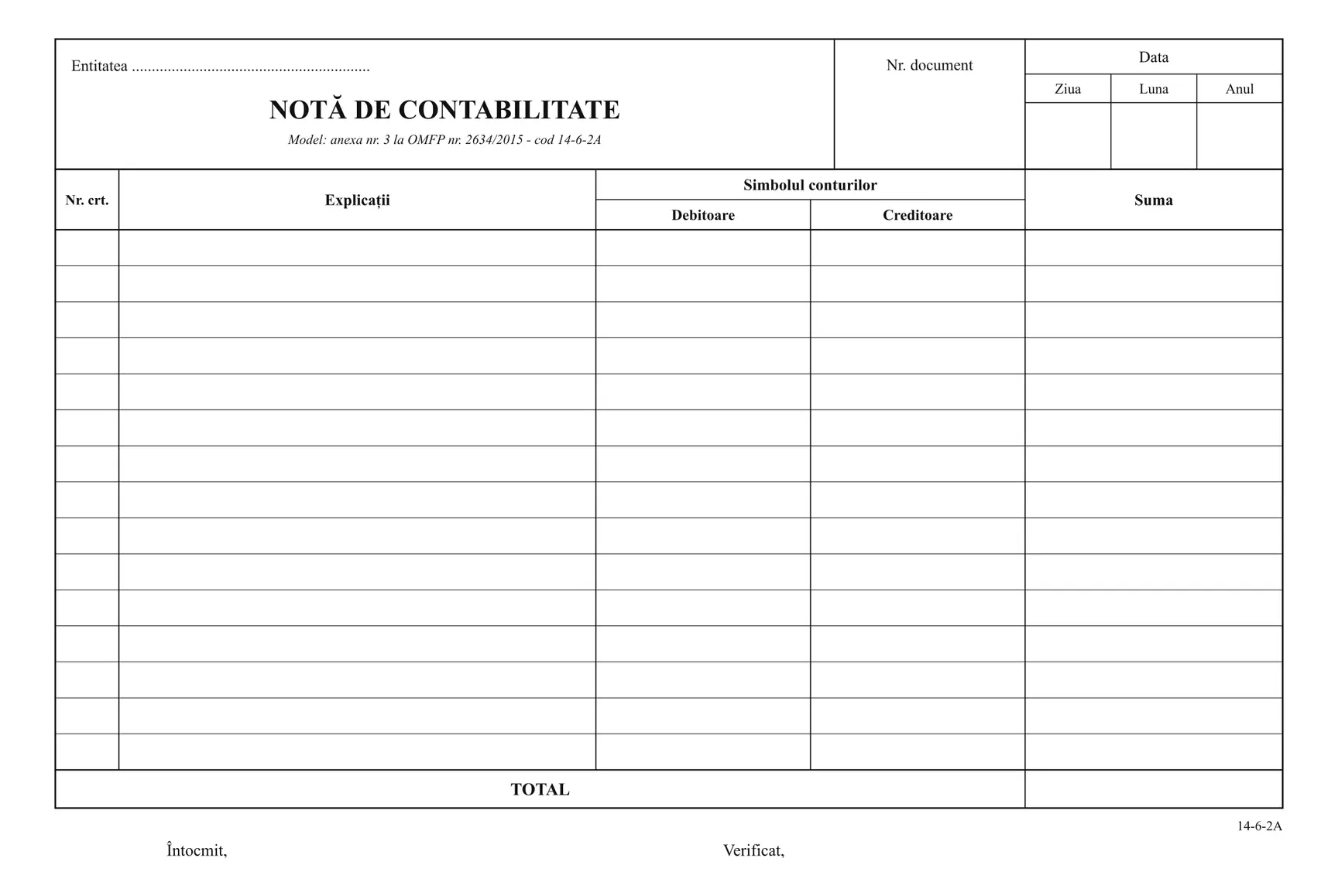 Notă contabilă