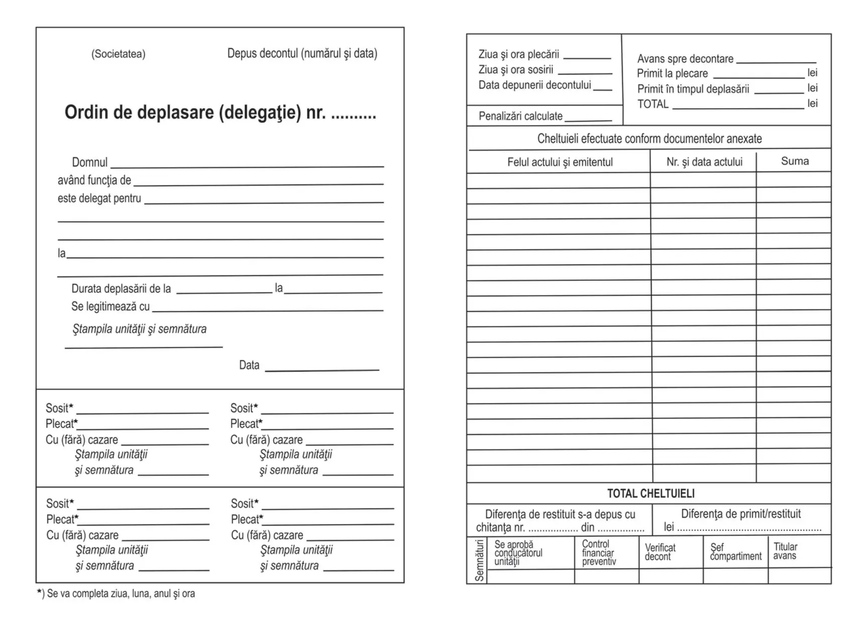 Ordin de deplasare (delegație)