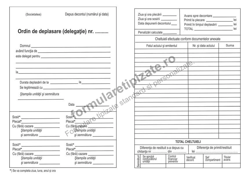 Ordin de deplasare (delegație)