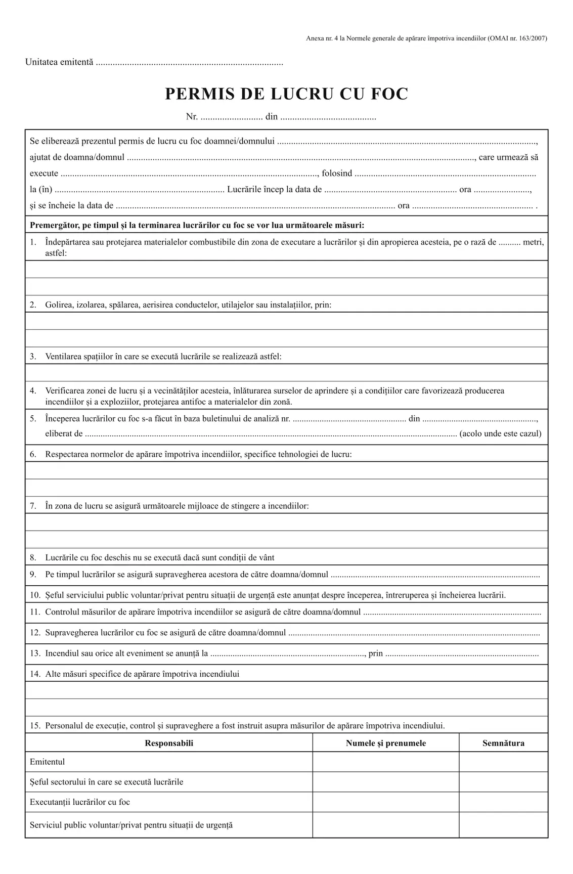 Permis de lucru cu foc