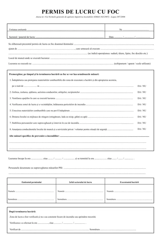 Permis de lucru cu foc