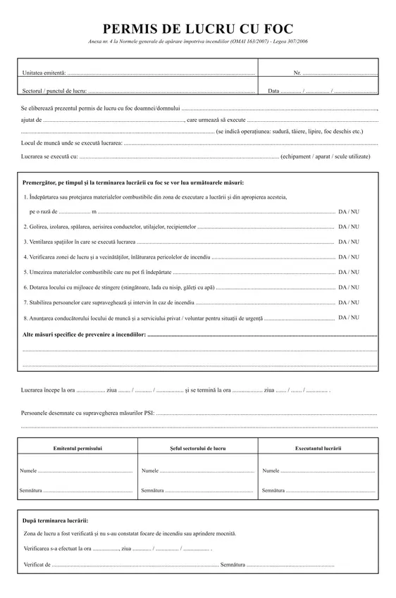 Permis de lucru cu foc