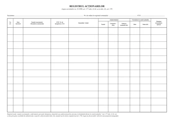 Registrul acționarilor