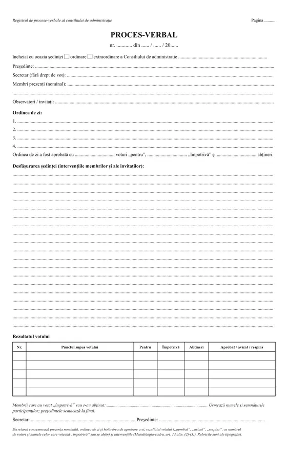 Registrul consiliului de administrație (procese-verbale și hotărâri) - față